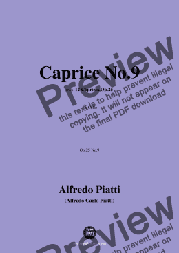 page one of Alfredo Piatti-Caprice No.9,Op.25 No.9,from '12 Caprices,Op.25',for Solo Cello