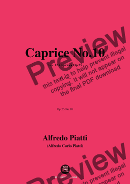 page one of Alfredo Piatti-Caprice No.10,Op.25 No.10,from '12 Caprices,Op.25',for Solo Cello