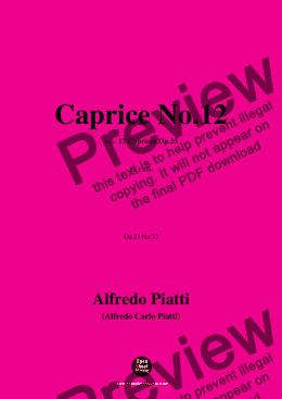 page one of Alfredo Piatti-Caprice No.12,Op.25 No.12,from '12 Caprices,Op.25',for Solo Cello