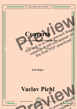 page one of Vaclav Pichl-Concerto in C(1st movement to Double Bass Concerto No.1),in D Major