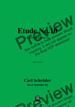 page one of C. Schröder-Etude No.10,Op.57 No.10,for Cello