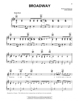 page one of Broadway (Piano, Vocal & Guitar Chords (Right-Hand Melody))