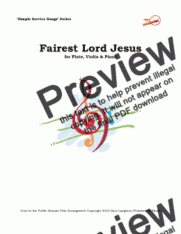 page one of Fairest Lord Jesus -Flute-Violin & Piano