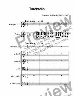 page one of de Murcia - Tarantella - Pacho Flores trumpet C & orchestra