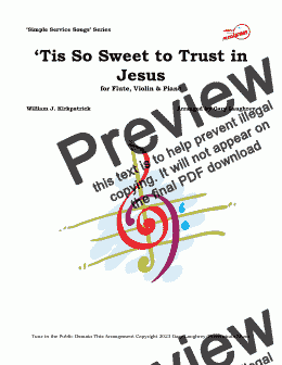 page one of Tis So Sweet to Trust in Jesus for Flute, Violin & Piano