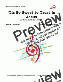 page one of Tis So Sweet to Trust in Jesus-Flute, Bb Clarinet & Piano 