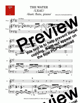 page one of THE WATER /duet: flute-piano/