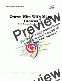 page one of Crown Him With Many Crowns- Trumpet-Trombone-Piano  