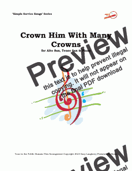 page one of Crown Him With Many Crowns- Alto-Tenor Saxophone-Piano 