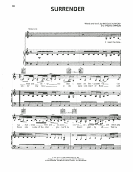 page one of Surrender (Piano, Vocal & Guitar Chords (Right-Hand Melody))