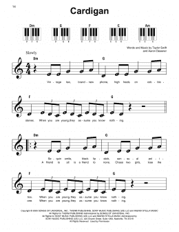 page one of cardigan (Super Easy Piano)