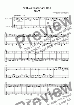 page one of Gallay - 12 Duos Concertans Op. 1 No. 11 'Anglaise'