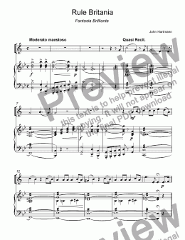 page one of Hartmann - Rule Britannia (Fantasia Brilliante) for trumpet Bb & piano