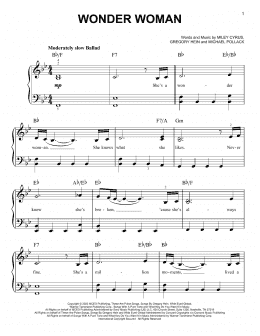 page one of Wonder Woman (Easy Piano)