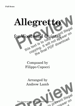 page one of Allegretto (by Filippo Capocci, arr. for Wind Quintet)