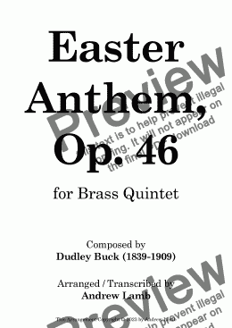 page one of Easter Anthem, Op. 46 (by Dudley Buck, arr. for Brass Quintet)