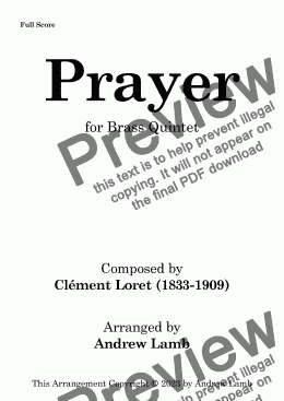 page one of Clément Loret | Prayer | for Brass Quintet