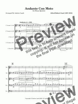 page one of Alfred Robert Gaul | Andante Con Moto (arr. for Brass Quintet)