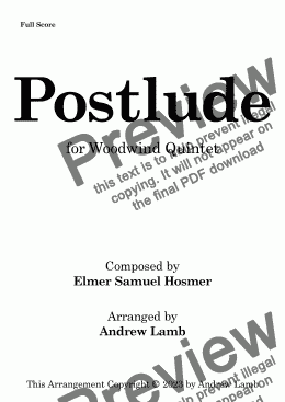 page one of Elmer Samuel Hosmer | Postlude | for Wind Quintet