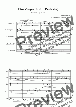 page one of Henry Smith | The Vesper Bell (Prelude) | for Brass Quintet