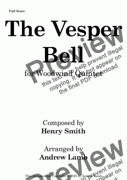 page one of Henry Smith | The Vesper Bell | for Wind Quintet