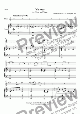 page one of Visions (for Oboe and Piano)