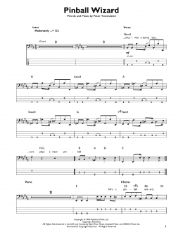 page one of Pinball Wizard (Easy Bass Tab)