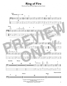 page one of Ring Of Fire (Easy Bass Tab)