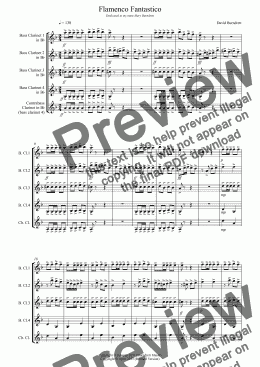 page one of Flamenco Fantastico for Bass Clarinet Quartet