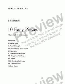 page one of 10 easy pieces (transp. score)