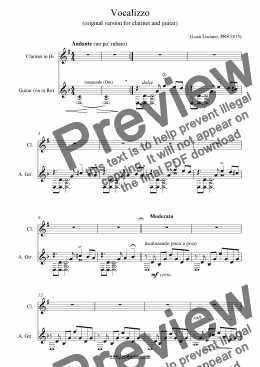 page one of Vocalizzo for Clarinet and Guitar)