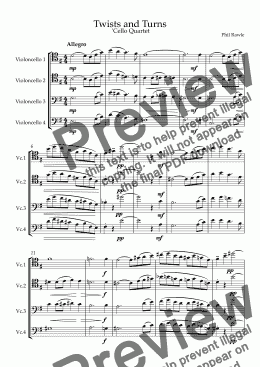 page one of Twists and Turns - 'Cello Quartet