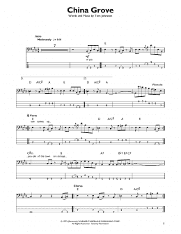 page one of China Grove (Easy Bass Tab)