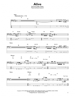 page one of Alive (Easy Bass Tab)