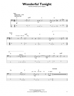 page one of Wonderful Tonight (Easy Bass Tab)