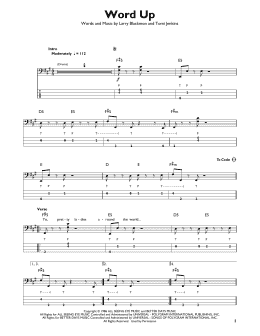 page one of Word Up (Easy Bass Tab)