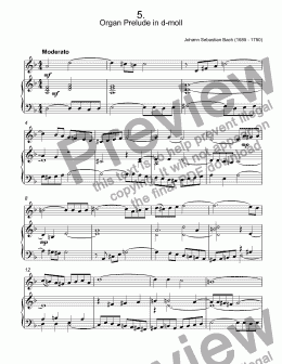 page one of Bach - Organ Prelude in d - moll, BWV 539 for trumpet C & piano