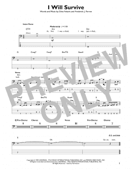 page one of I Will Survive (Easy Bass Tab)