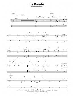 page one of La Bamba (Easy Bass Tab)