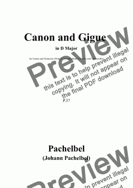 page one of Pachelbel-Canon and Gigue,in D Major,P.37,for Guitar and Orchestra