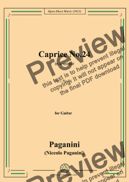 page one of Paganini-Caprice No.24,Op.1 No.24,in a minor,for Guitar