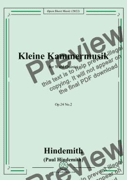 page one of Hindemith-Kleine Kammermusik(1922),Op.24 No.2