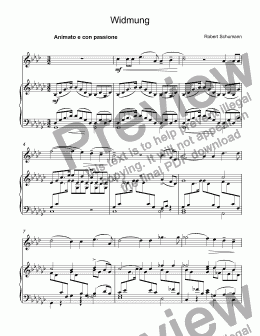 page one of Schumann - Widmung for trumpet Bb & piano