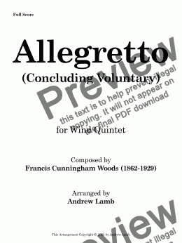 page one of Allegretto (Concluding Voluntary) [by Francis Cunningham Woods, arr. for Wind Quintet]