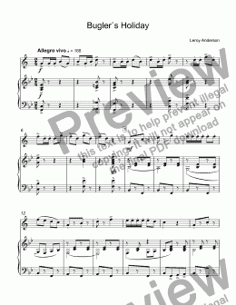 page one of Anderson - Bugler`s Holiday for trumpet Bb & piano