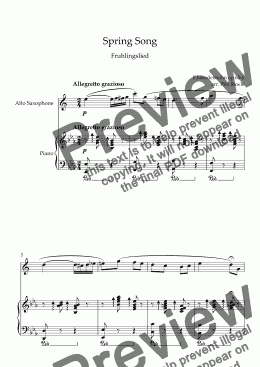 Spring Song - Alto Sax and Piano - Download Sheet Music PDF file