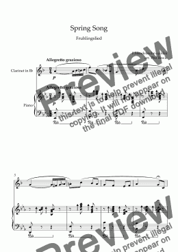 page one of Spring Song - Clarinet and Piano