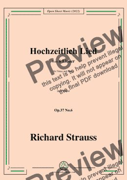 page one of Richard Strauss-Hochzeitlich Lied,in E Major,Op.37 No.6