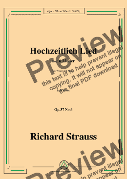 page one of Richard Strauss-Hochzeitlich Lied,in B Major,Op.37 No.6