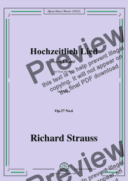 page one of Richard Strauss-Hochzeitlich Lied,in A Major,Op.37 No.6